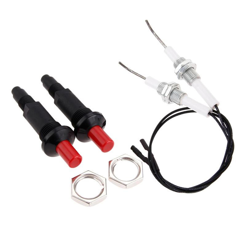A25F-2 Set Push Button Piezo Igniter W/Threaded Electrode Ignition Plug For Fireplace/Oven/Heater/Kitchen