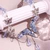 Fairy Style Butterfly Crystal Pendant Necklace With Multicolor Inlay For Women