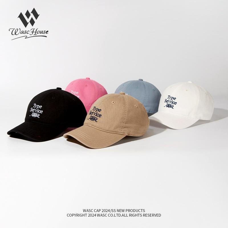 Retro small letter baseball hat women's spring and autumn soft top curved brim hat summer versatile big head circumference peaked cap men