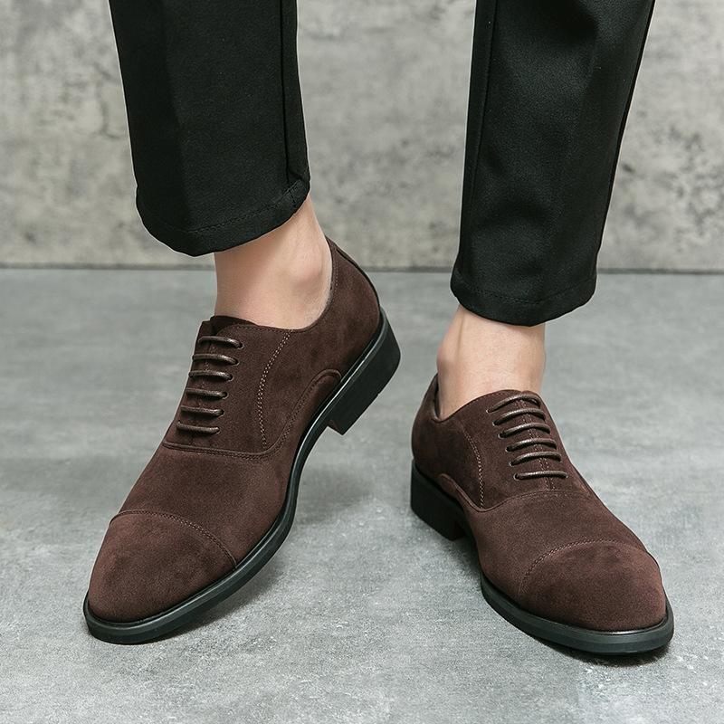 Three joint leather shoes spring and autumn business dress free lace-up trend fashion low-top unit with leather shoes