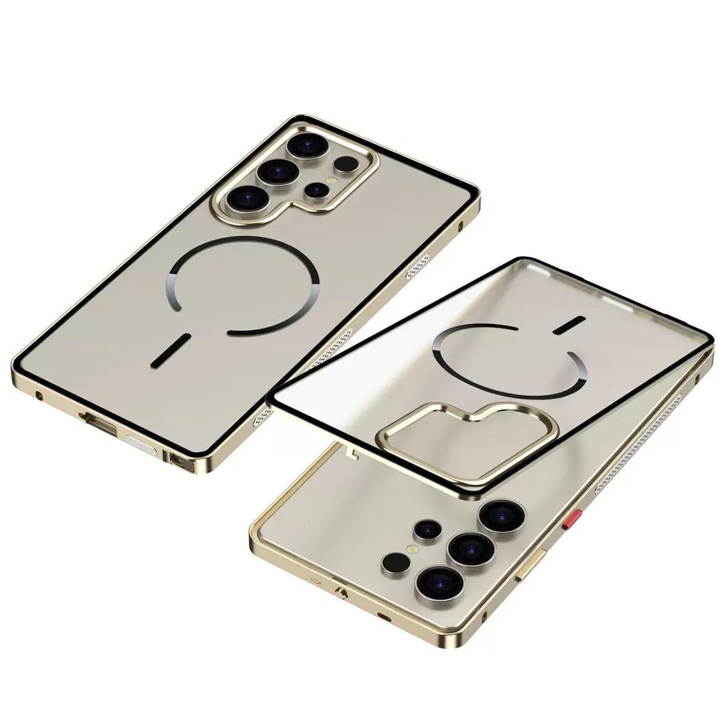 Samsung S26 Ultra Frosted Metal Frame Phone Case with Cooling Magnetic Ring - Exclusive Cross-Border Use