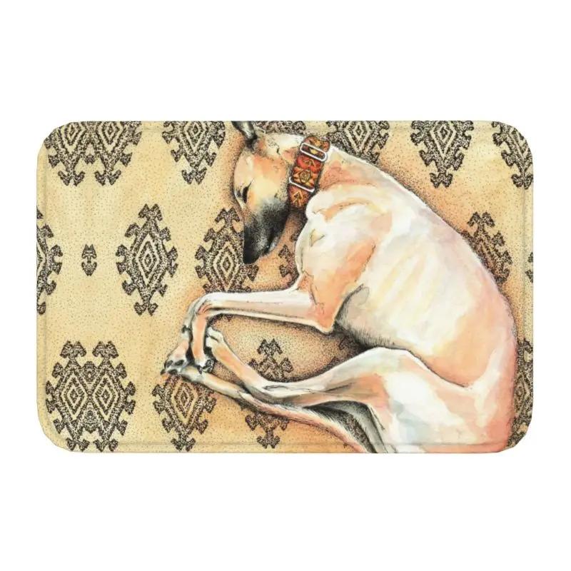 Personalized Vintage Whippet Greyhound Dog Doormat Mat Anti-Slip Hound Bath Kitchen Balcony Rug Carpet 40*60cm