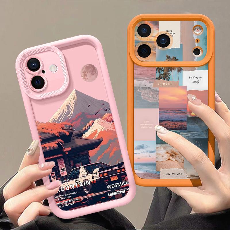 Summer Beach Scenery Collage Case For iPhone 18 Pro Max Shockproof Bumper Soft Silicone Cover For iPhone 17 16 15 14 13 Pro Max 17E