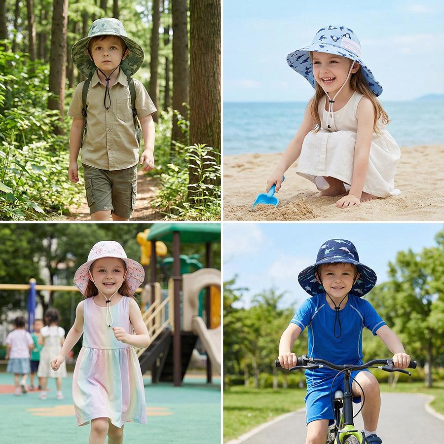 Children's Breathable Sun Hat with Detachable Face Cover for Outdoor Travel & Mountaineering