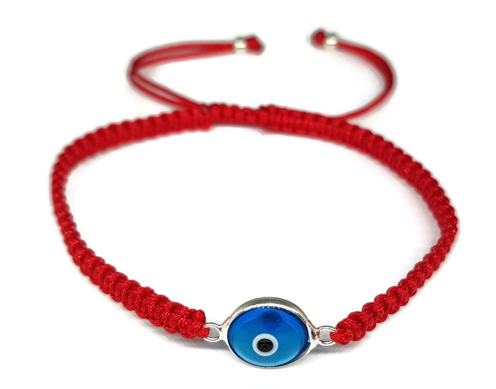 Dalia MYSTIC JEWELS Round Evil Eye Charm Bracelet for Men and Adjustable Macrome - Women, Bracelet, String.