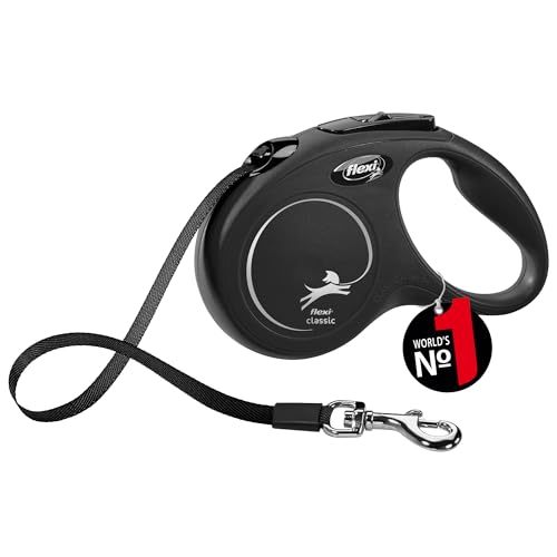 Flexi New Classic Лента Маленькая (До 15 кг), 5 м, Черный [Поводок для собаки]