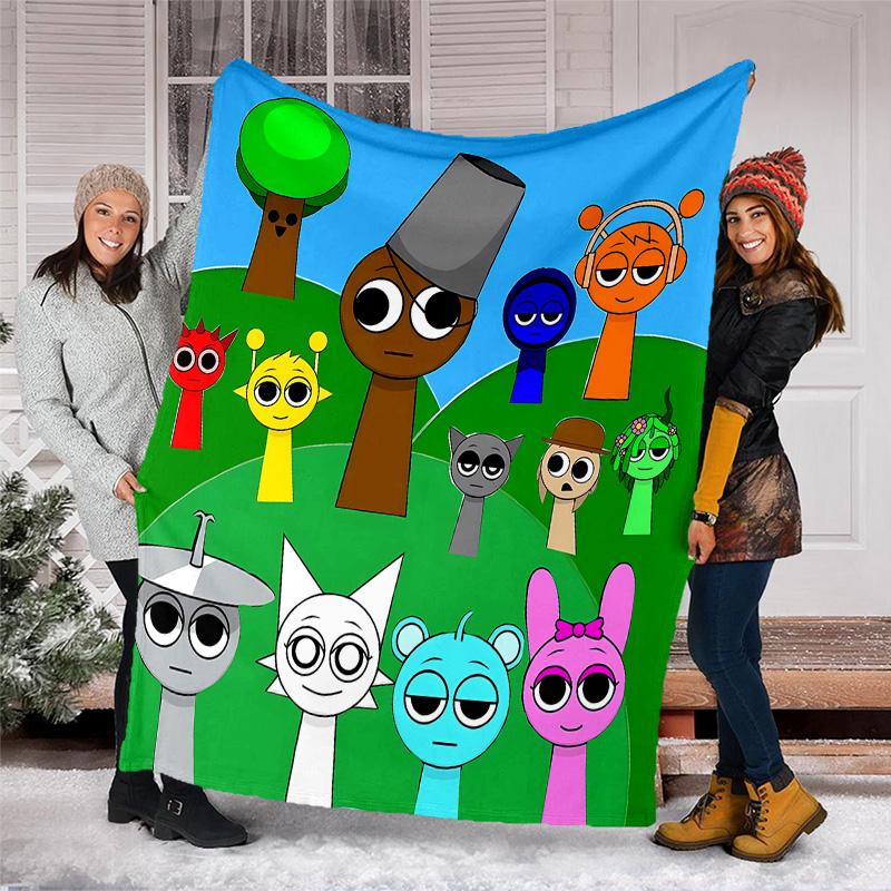 1pc SPRUNKI1 Theme Blanket - Digital Print, Polyester, Cozy for All Seasons, Perfect for Outdoor, Camping, and Travel