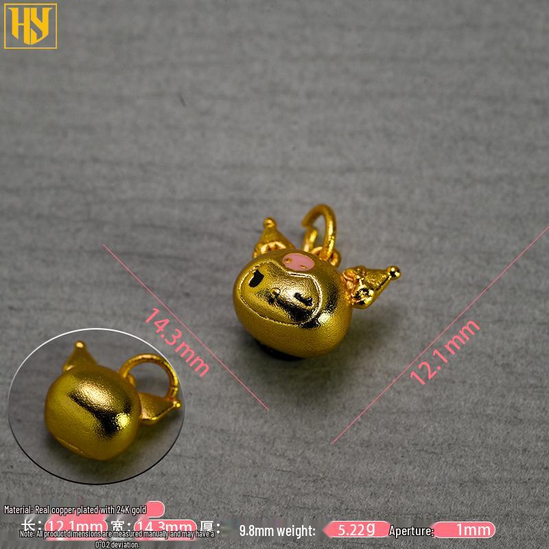 24k Vergoldete Cartoon Kuromi & Cinnamoroll Anhänger Halskette für DIY Schmuck