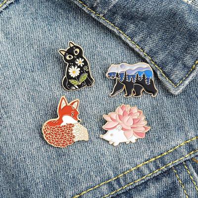 Gepersonaliseerde Cartoon Dieren Broche: Vos, IJsbeer, Egel, Bloem, Kitten Badge & Anti-Blootstellingsspeld