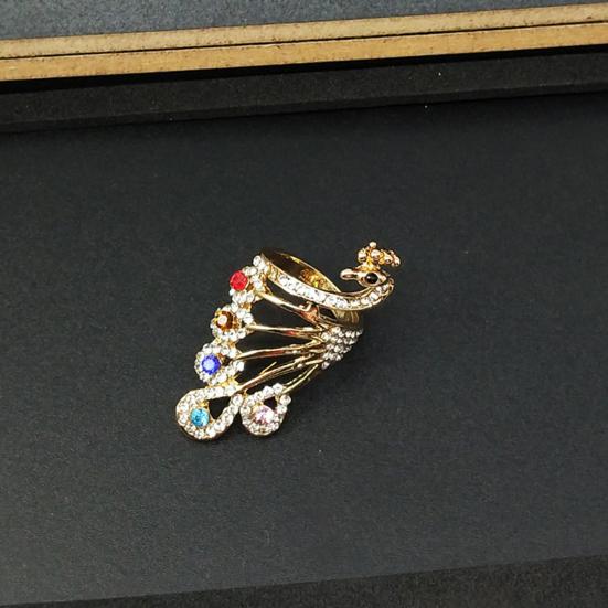 Knuckle Ring Shiny Rhinestone Peacock Charming Women Girls Elegant Animal Finger Ring Jewelry Accessories