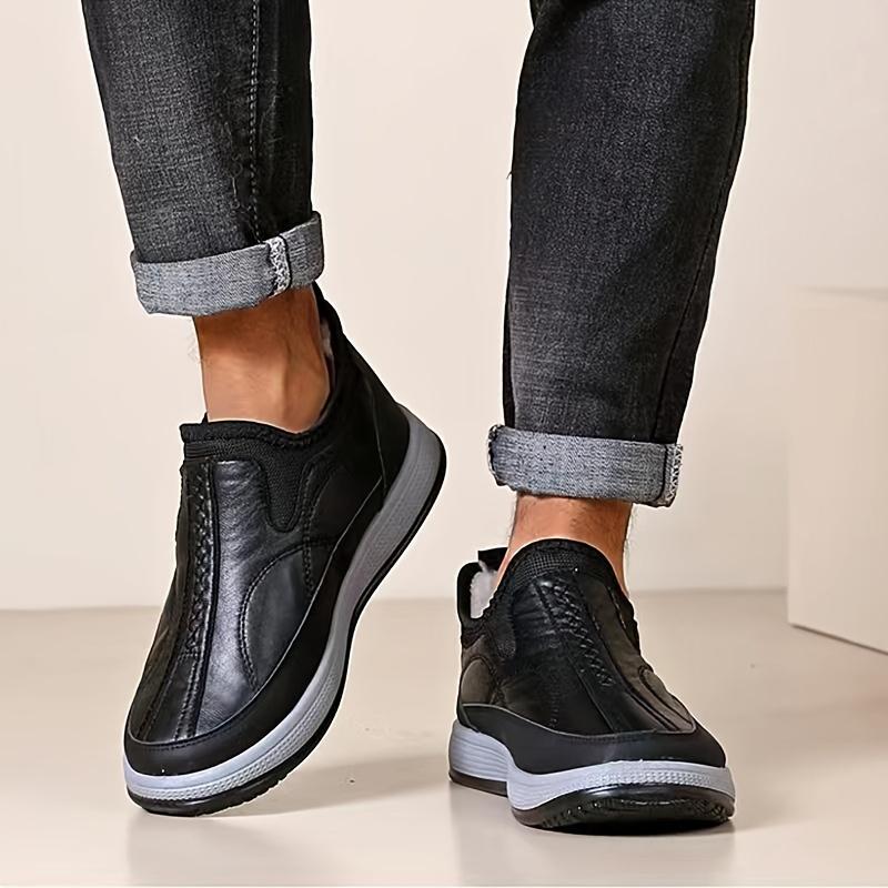 Men's Slip-On Winter Boots - Thermal Insulated Cold Weather Shoes with Non-Slip PVC Sole, Easy Slip-On Closure,Short Boot Design