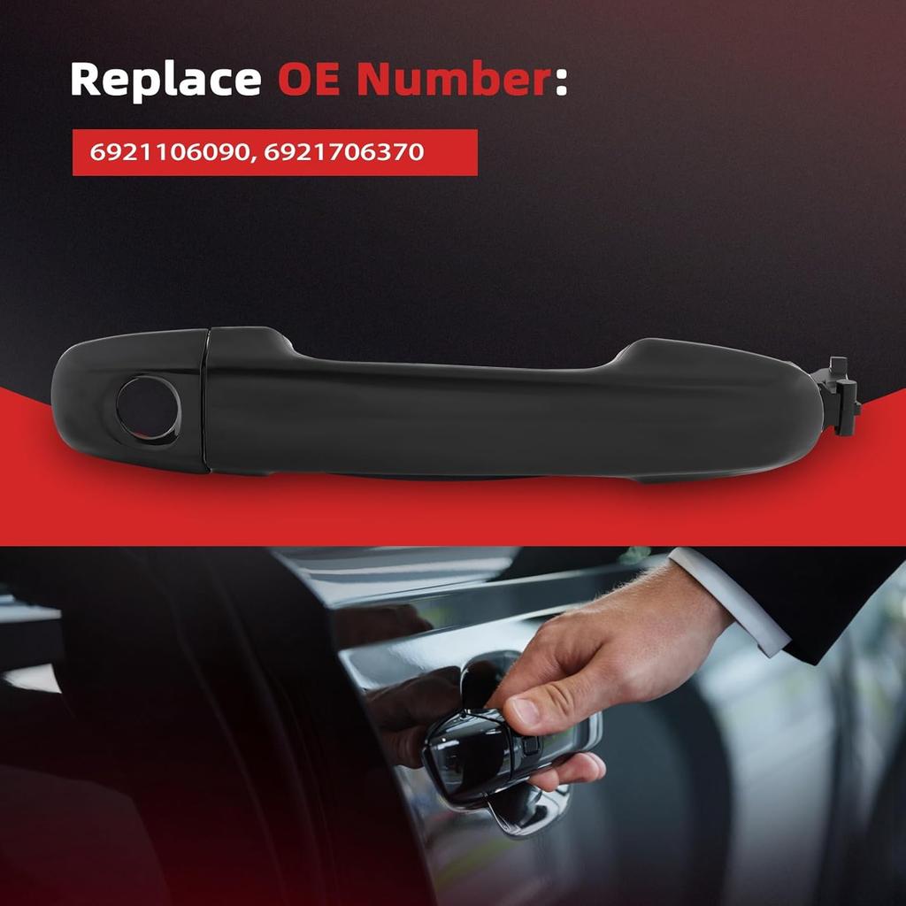 cciyu Exterior Door Handle Set - Front Driver Left Passenger Right Black (1pc) Compatible with 2012-2017 for Toyota Camry Replaces Part Numbers