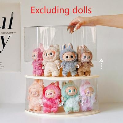 Transparent Fan-shaped Display Stand with Cover Dustproof Waterproof Doll Model Character Storage Display Stand Home Decoration