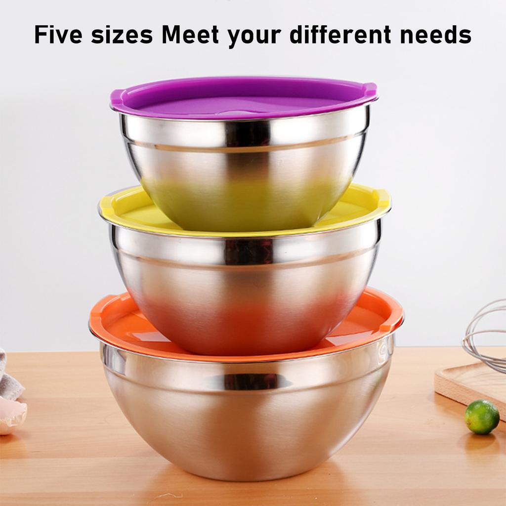 5PCS Stainless Steel Mixing Bowls with Lids Stackable Nesting Bowl for Baking Cooking Prepping and Serving