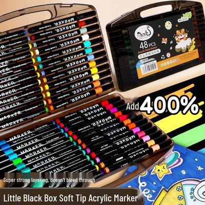 80-Farben Acrylmarker-Set mit weicher Spitze - Nicht färbend, nicht ausblutend, schichtbare Aquarellstifte für Kinder