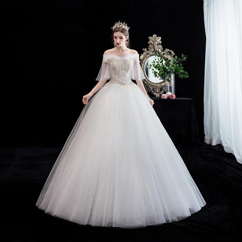 

2026 Mori-kei French Princess One-Shoulder Light Wedding Dress for Petite Brides XL - Extra Large (Waist 74CM) білий