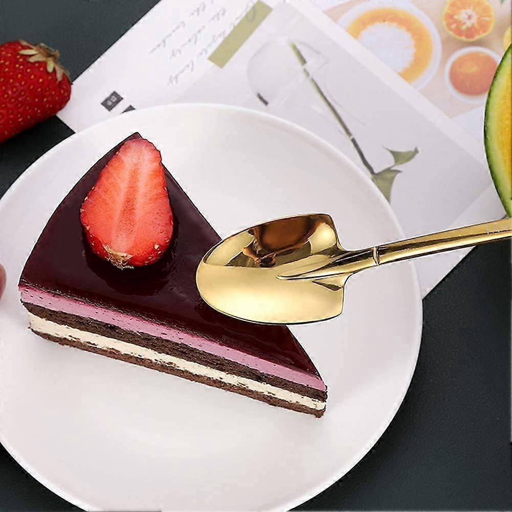 [Golden] 15.2cm long, 8 stainless steel spoons, creative shovel-shaped spoon, tea spoon, red spoon, watermelon spoon, coffee spoon, sugar spoon, ice c