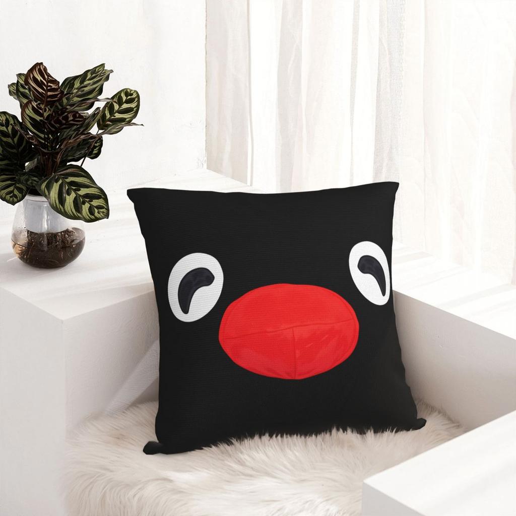 Noot Pingu Smile Square Pillow Cases Penguin Cartoon Cushion Cover Vintage Zipper Decorative Pillowcase for Car 40x40cm
