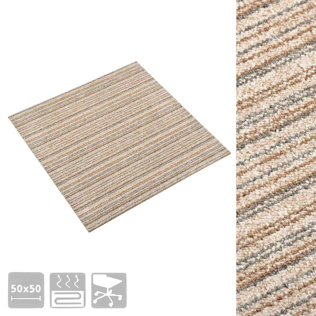 Carpet Tiles 20 pcs Striped Beige 50 x 50 cm 100percent Polypropylene