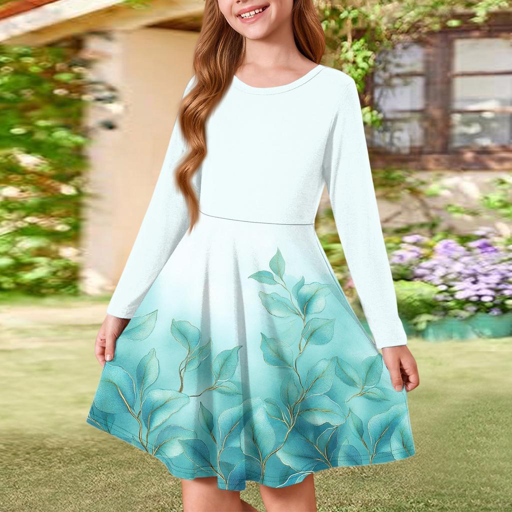 Sommer-Prinzessinenkleid für Mädchen - Langärmeliges A-Linien-T-Shirt-Kleid