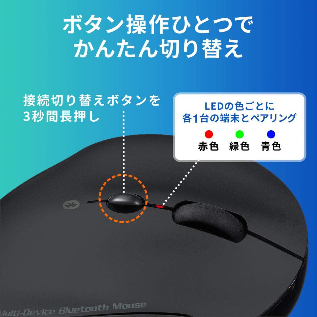 E-Supply Bluetooth Mouse, Ergonomic, Rechargeable, Multi-Pairing, Quiet, Count Switching, Black, EZ4-MABT127