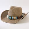 Popular European and American Classic Straw Woven Western Cowboy Hat Men's and Women's Outdoor Fashion OL Wind Woven Top Hat