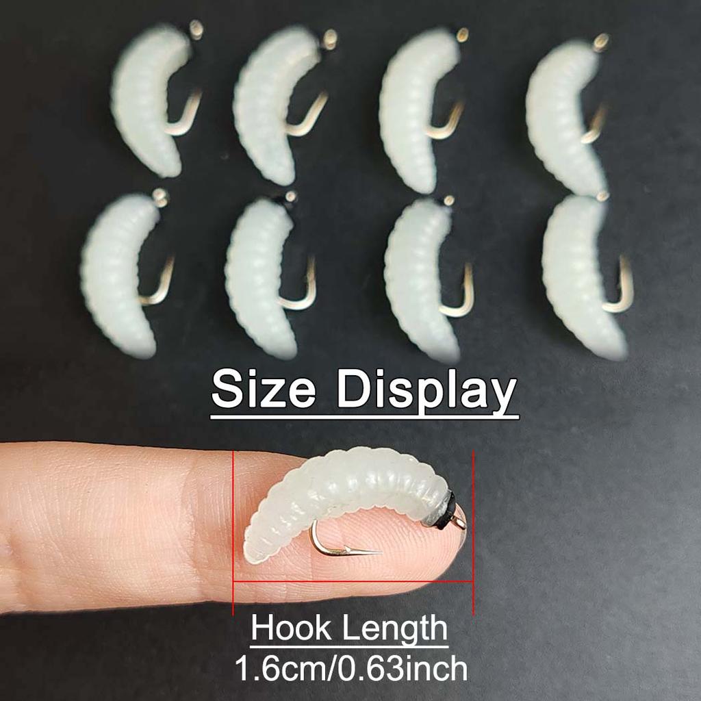 4/8pcs-#10 Bass Fishing Worms Lures, Silicone Soft Maggot Baits Bread Worm Fishing Lure