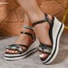 Oslavte léto s novými sandály v římském stylu ve velkých velikostech s perlovou dekorací, na klínku, s tlustou podrážkou, ležérní, s podpatkem, sandály, dámské boty