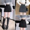 Gray Woolen Sequin Short Skirt - Women's Autumn/Winter 2025 French-Style High-End Design