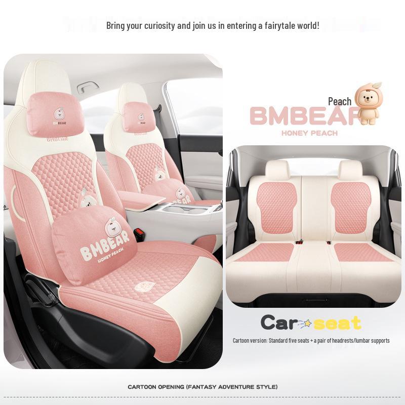Geely Star Wish Cartoon Linen Seat Covers, Full-Coverage, All-Season Breathable Cushions for UP-Specific Cars