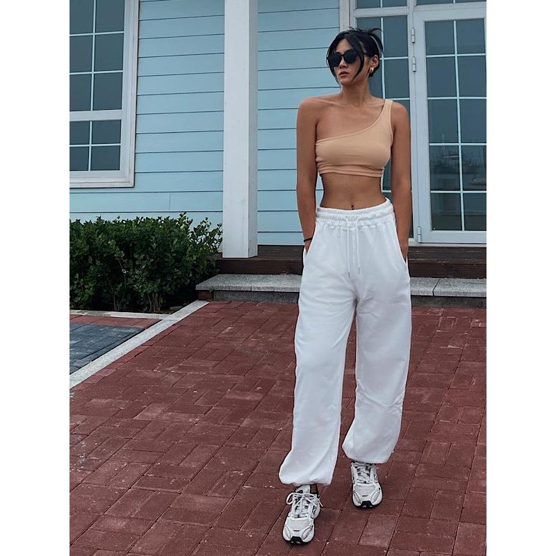 Akiyo Studio Fashion Style Loose Sweatpants Elastic High Waist Terry Casual Pants Trendy Girls
