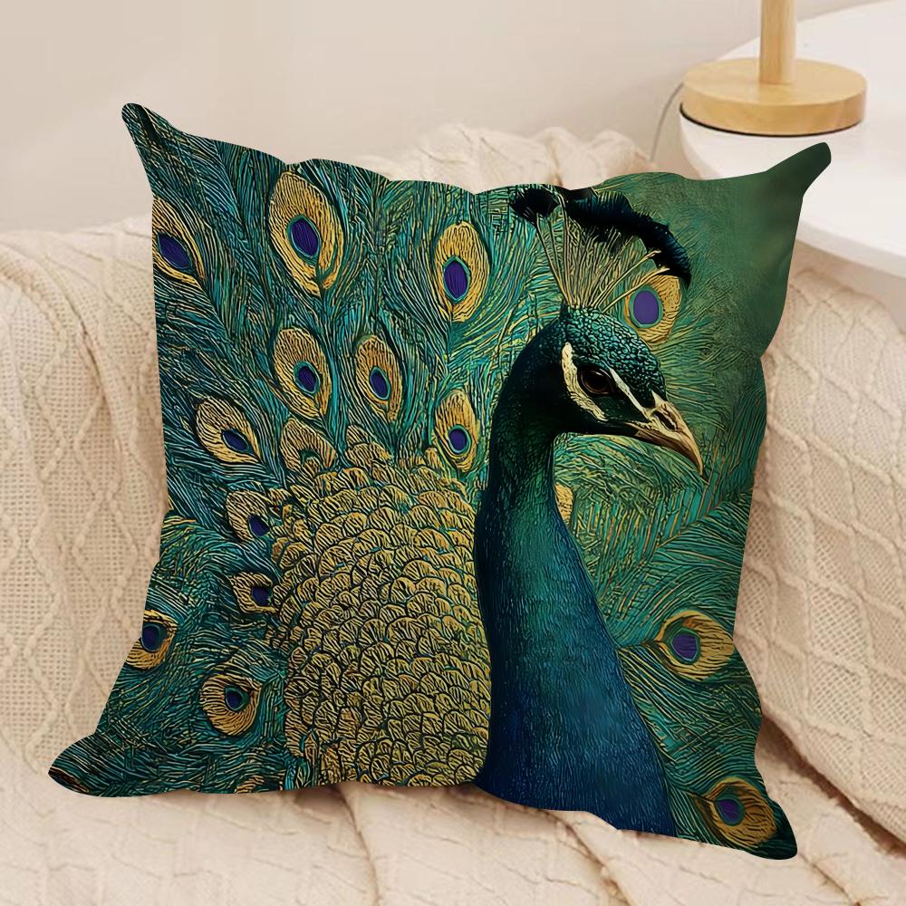 Peacock Luxury Cushion Cover Pillowcase Ultra Soft Skin Friendly Fabric Cloud Like Comfort Concealed Zipper