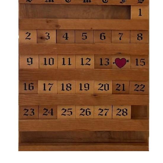 Calendario Perpetuo Vintage in Legno Fatto a Mano Calendario Riutilizzabile da Parete con Blocchi Intercambiabili Design Rustico Colibrì Floreale Decorazione per la Casa
