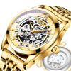 Men's Stainless Steel Round Open Heart Watch Stylish Accessory, Popular Fashion, Formal Business, Gift for Anniversary, Birthday - Gold
