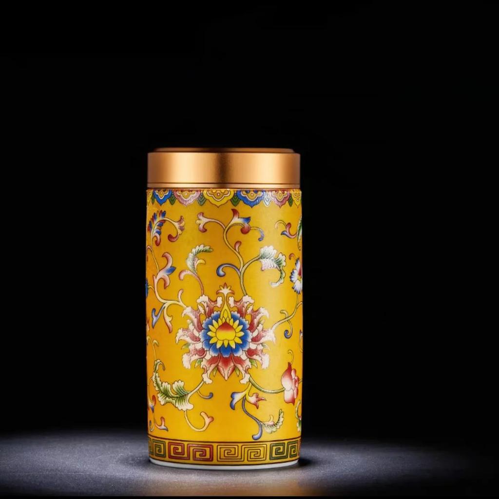 Enamel Color Porcelain Tea Canister Sealed Ceramic General Jar Storage Jars Desk Decoration Tea Cans Candy Pots Tea Caddy