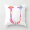 Flower 26 Letters Alphabet Decorative Cushion Cover Polyester Pillowcase Throw Pillow Cover Home Decor Fundas De Cojin 45X45Cm