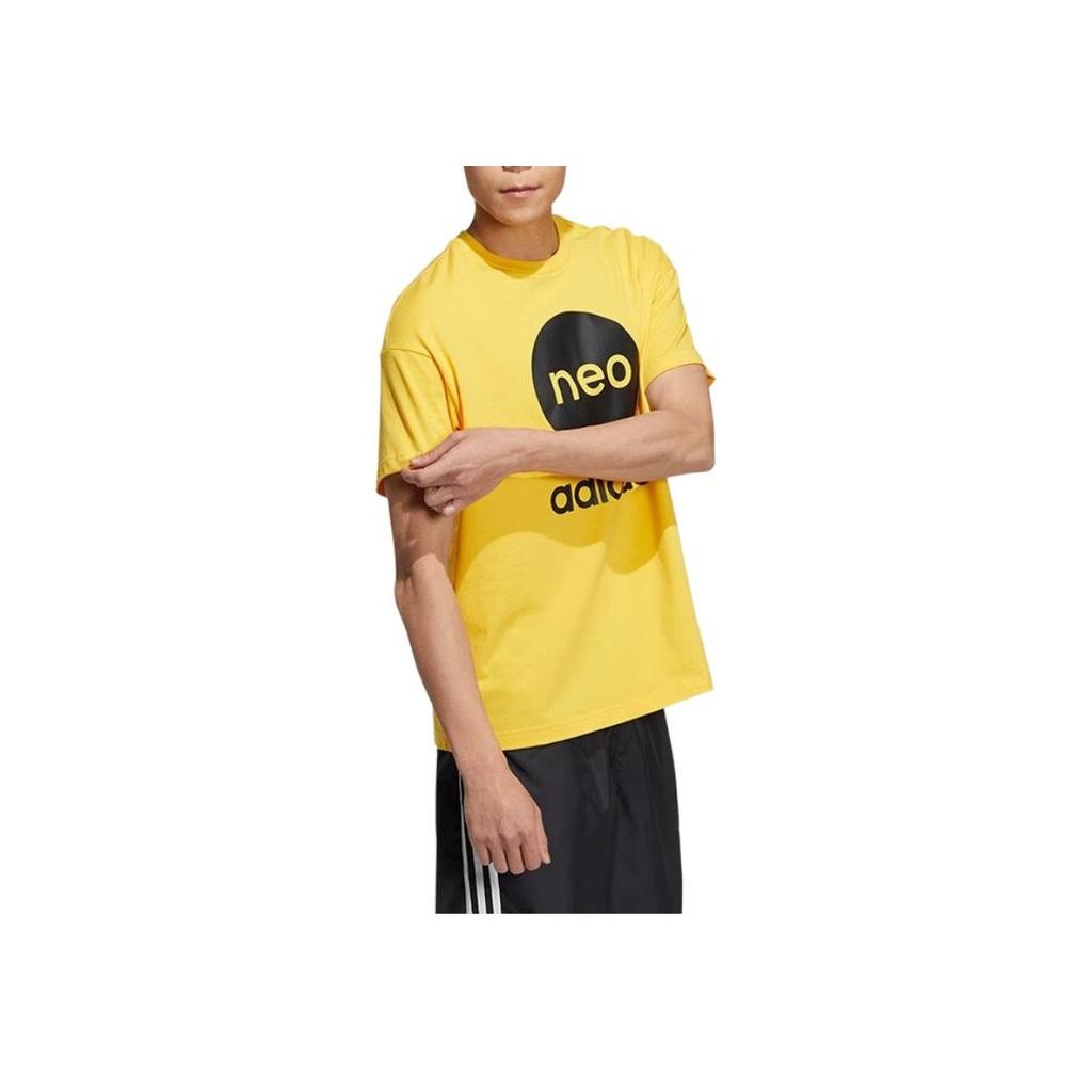 Adidas Neo Letter Print Crew Neck Short Sleeve T-Shirt Men Tops Yellow HM9563