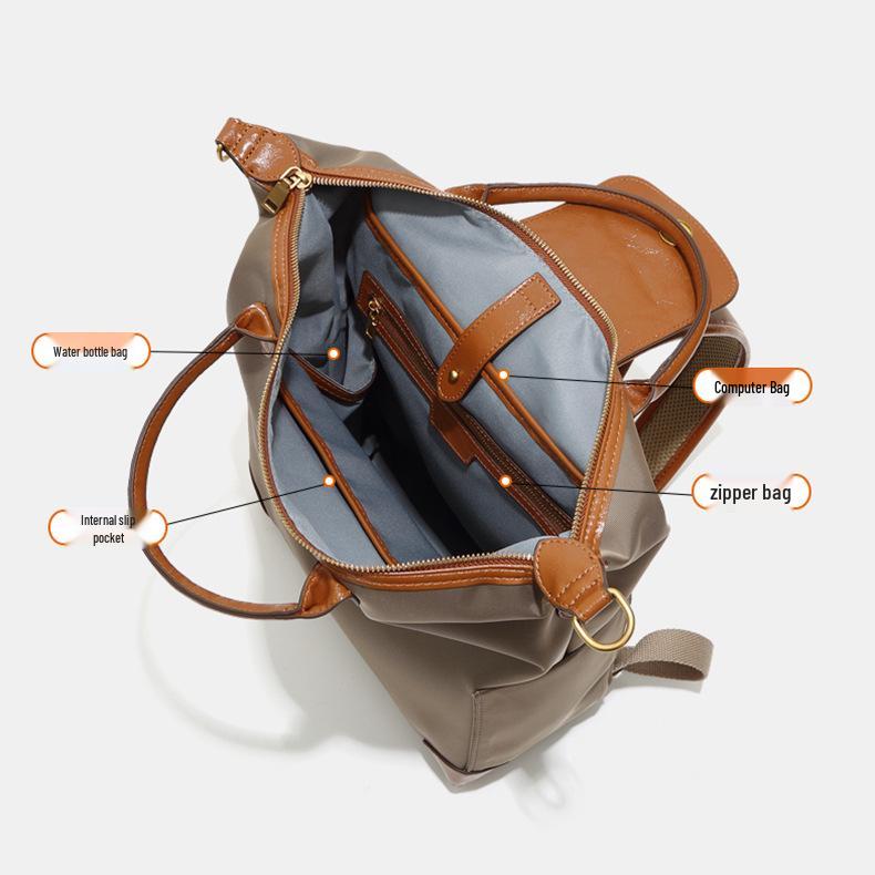 Stylish Women's Lightweight Nylon Commuter Backpack: Travel, School, Business, Large Capacity, Colorblock, Waterproof