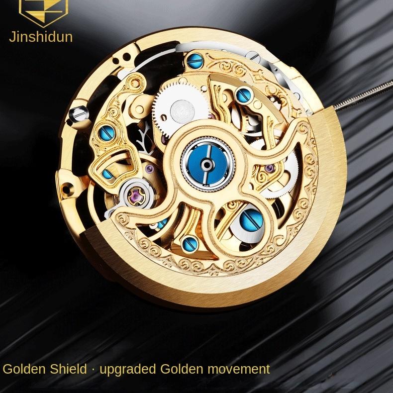 JINSHIDUN Brand Watch Automatic Mechanical Watch Tuhao Gold Dragon Watch Waterproof Glow-in-the-dark Men's Watch