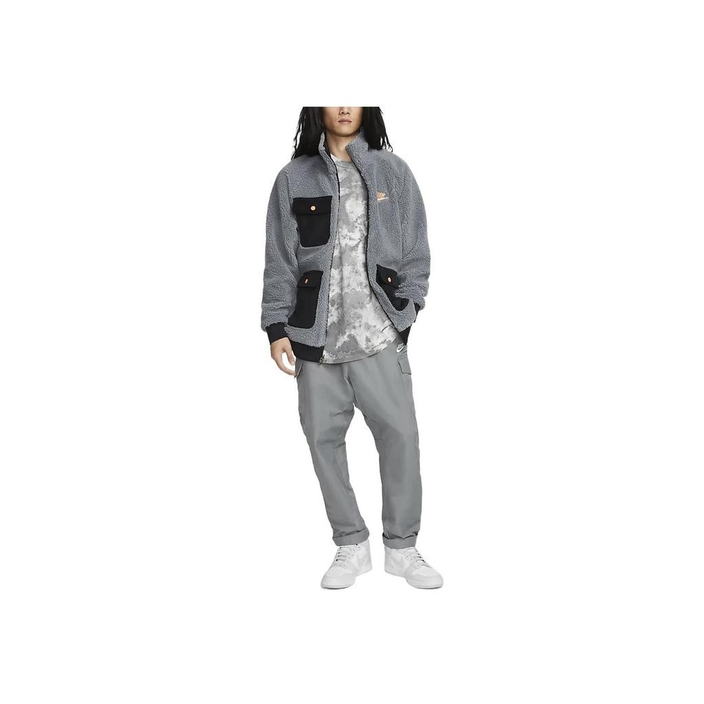 Nike Embroidered Logo Stand Collar Reversible Full-Zip Jacket Men Outerwear Cool-Grey DZ4713-065