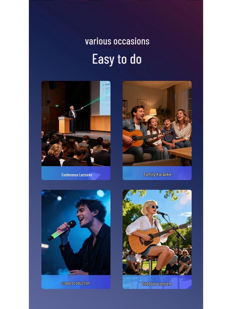 Wireless RGB Microphone with Colorful Atmosphere Light for Stage, KTV, and Home Amplifier Performance