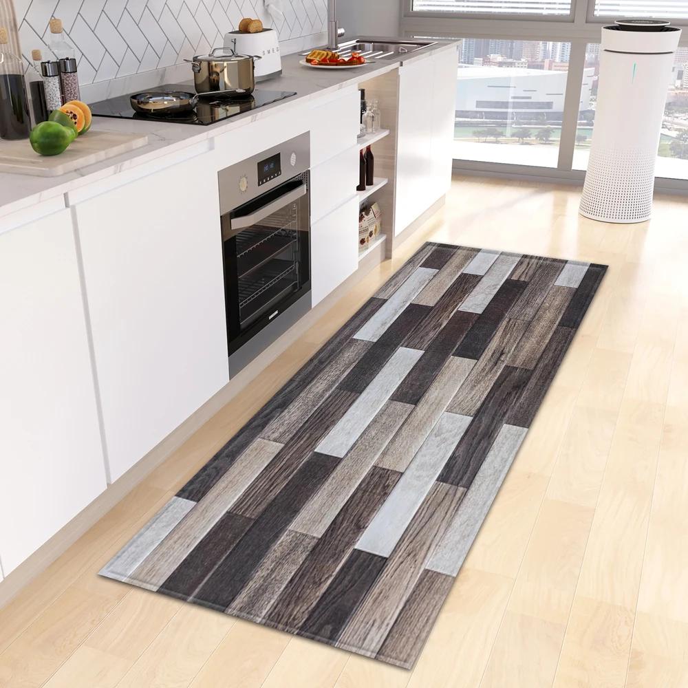 Premium Wood Grain Kitchen Runner Mat - Multi-Scene Non Slip Stain Resistant Floor Rug for Kitchen Entrance Hallway Home Decor