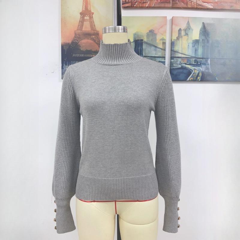 

IHUASU Женский осенне-зимний однотонный свитер-пуловер с высоким воротом и бисером Hundred Sweater XL серый