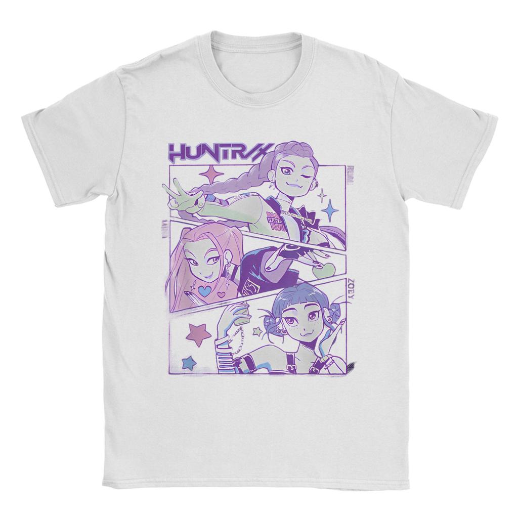 Huntrix Demon Hunters Tour Poster T Shirt Men Vintage 100 Cotton T-Shirts Summer Crew Neck Hip Hop Tee Shirt Oversized Clothing