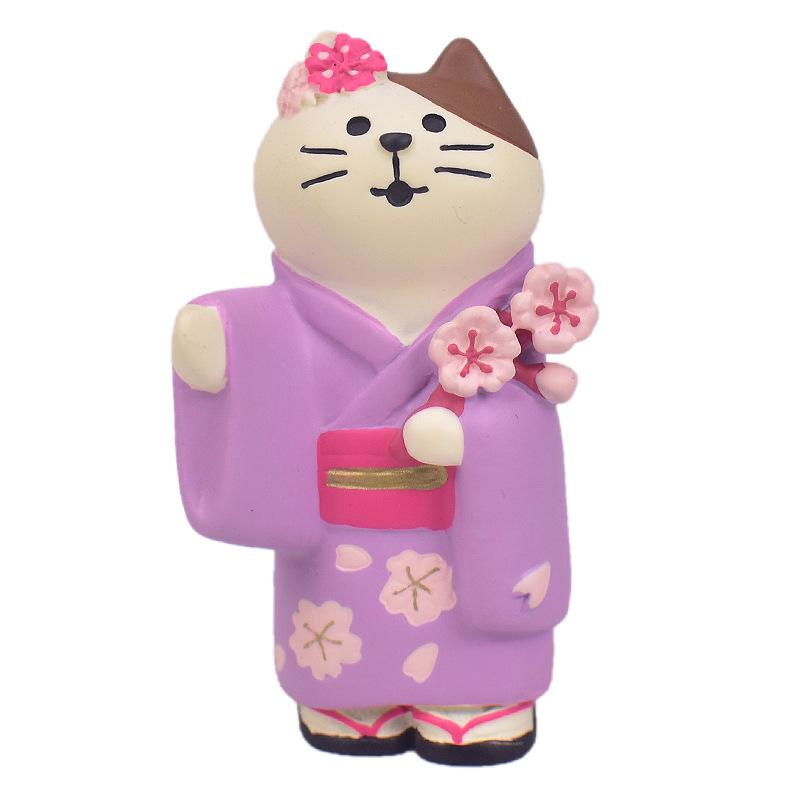 Zakka Travel Cat Cherry Blossom Appreciation Party Mount Fuji Cat Ornament Shooting Props Miniature Resin Small Ornament Gift