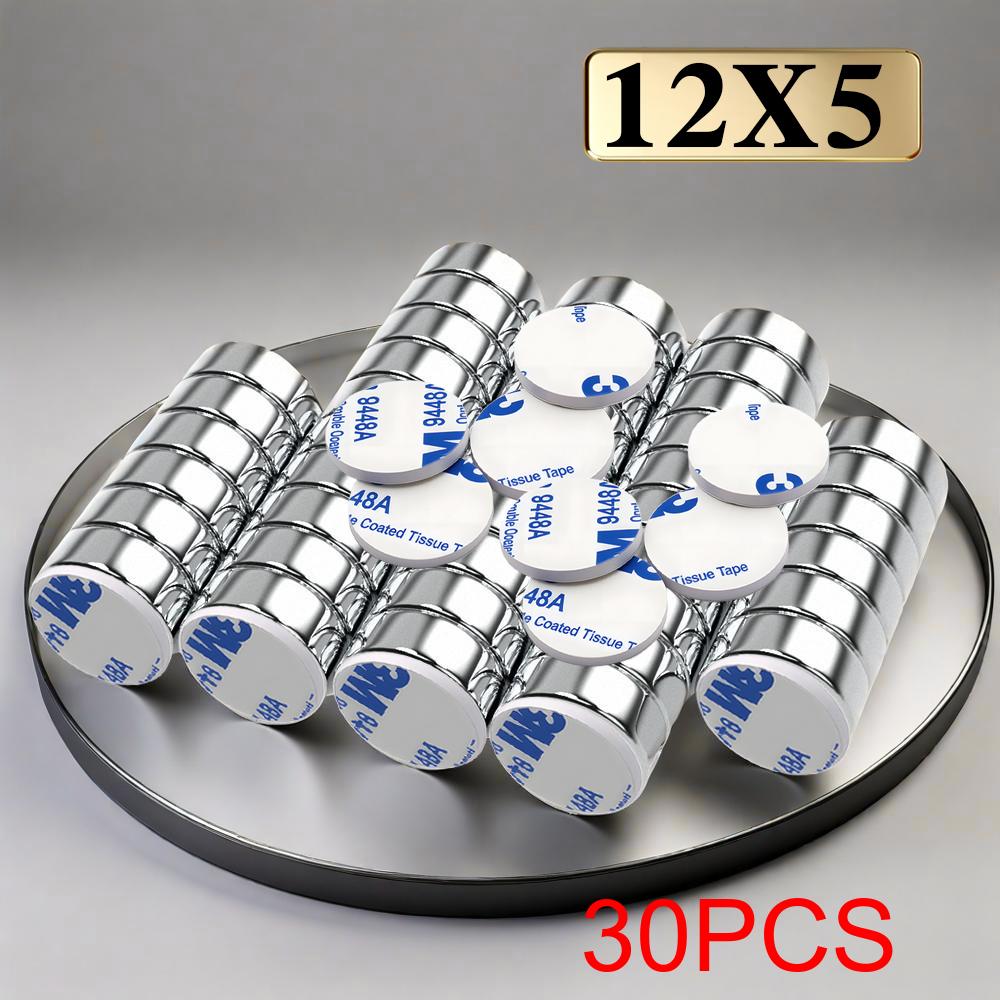 12x5mm  Super Powerful Round Neodymium Magnet  With double-sided adhesive Magnet N35 Strong Permanent Magnetic imanes