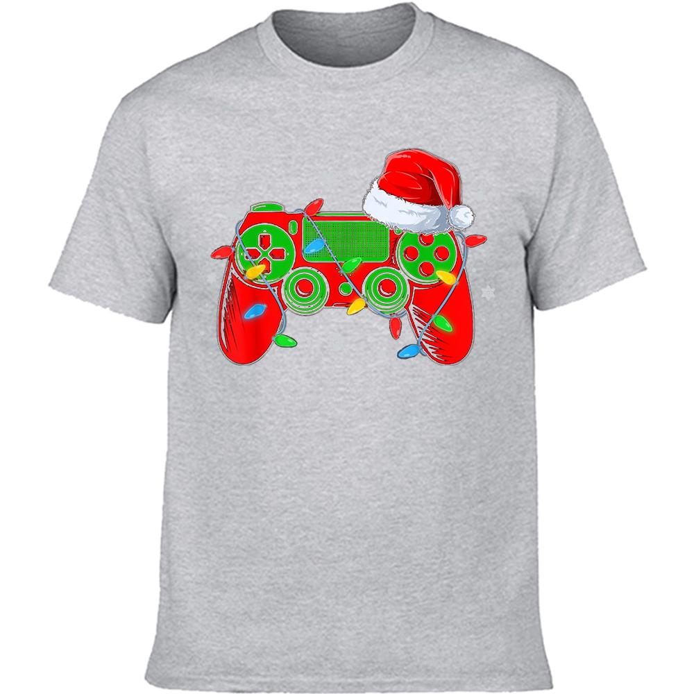 Video Game Controller Funny Christmas Santa Hat Gamer Retro Video Gaming T Shirts Cotton Streetwear Gift Idea TShirt Unisex