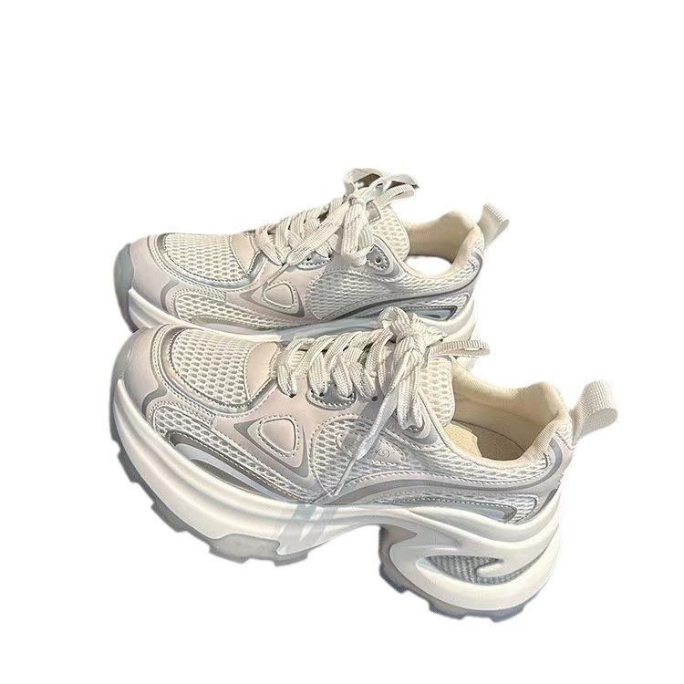 Zhao Ruth silver heightened platform dad shoes women's breathable mesh light casual new sports shoes