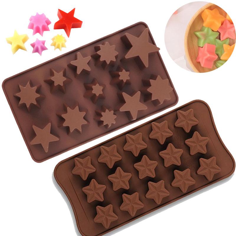 3D Star Chocolate Mold Pentagram Candy Ice Cube Tray Fruit Snack Jelly Cake Cupcake Topper Wax Melts Kitchen Baking Accessories