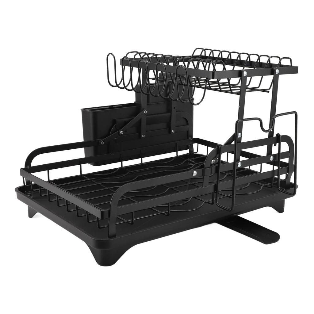 Dish Drying Rack Folding 2 Tier Multipurpose Easy Storage Dish Dryer Rack for Kitchen Countertop